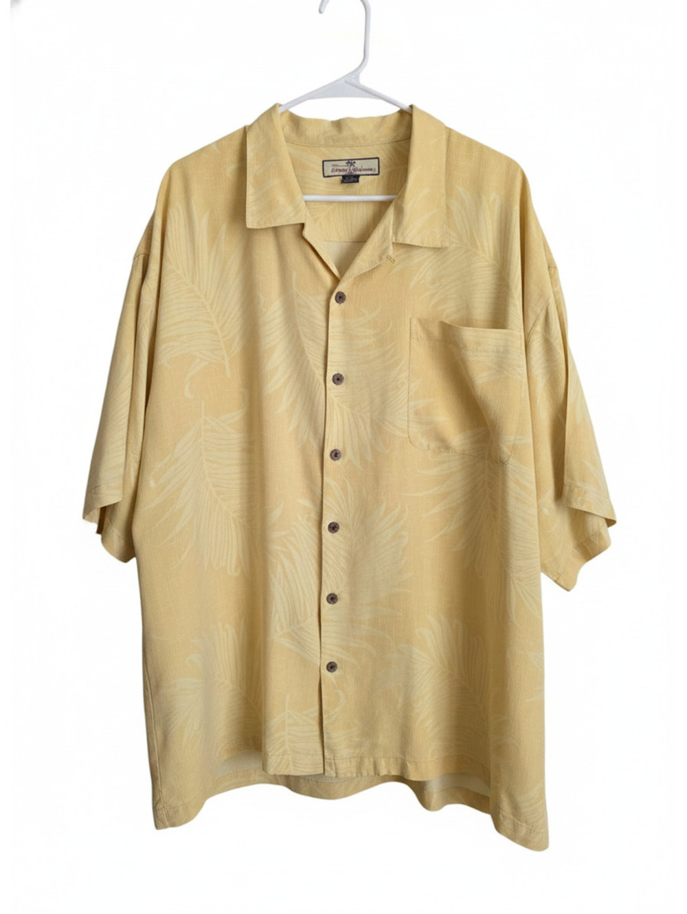 Tommy Bahama Men's XXL 100% silk Yellow Tropical Button-Up Shirt